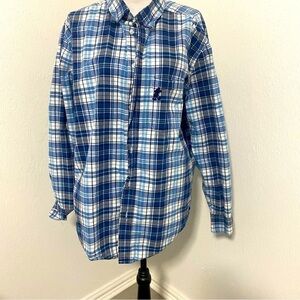 Disney Parks Authentic Original Mens XL Plaid Long Sleeves Button 100% Cotton